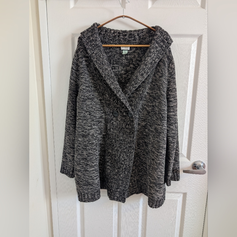 Motherhood Maternity Black & White Long  Two Button Cardigan Sweater Size XL